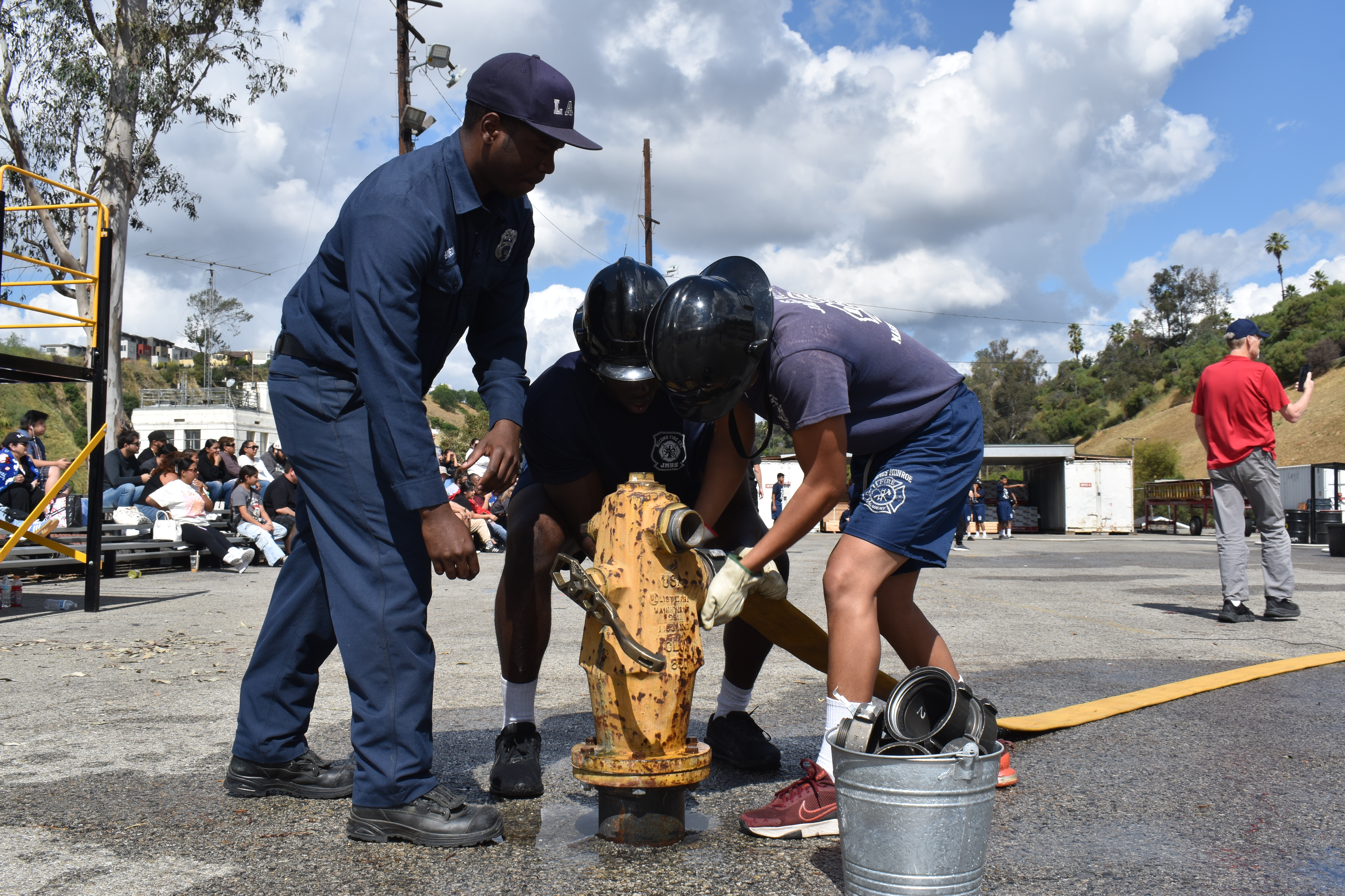 ‘We put the sweat, the tears, the dirt into it’: High school cadets showcase skills in first-ever LAUSD firefighting competition